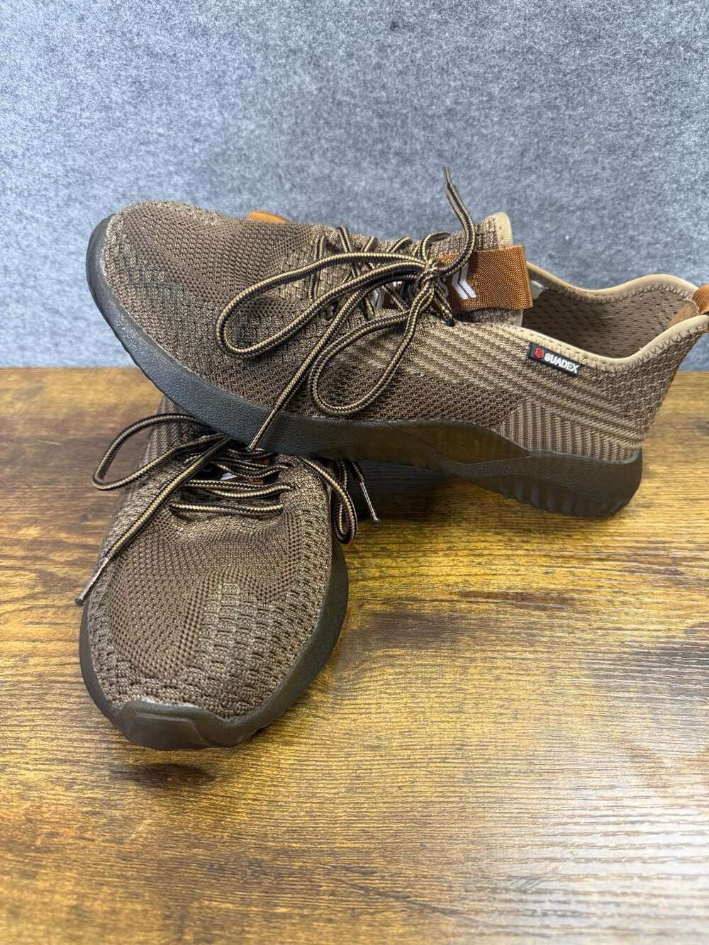SUADEX Steel Toe Shoes Model 605 Brown Knit Safety Sneakers
